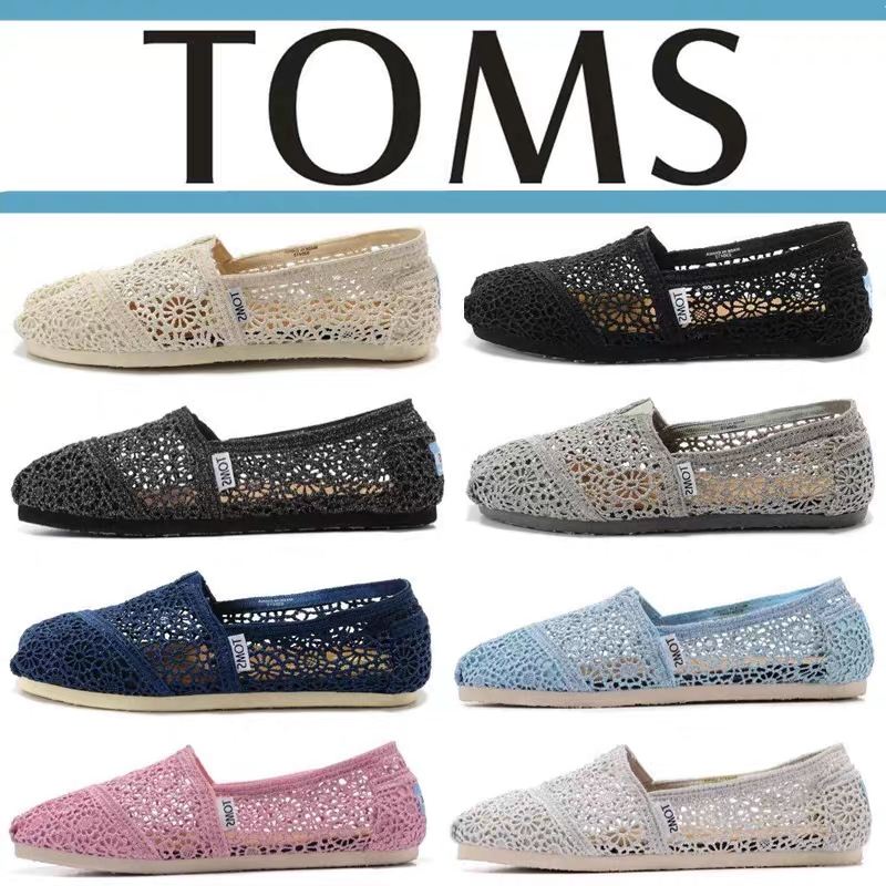 TOMS รองเท้าผ้าใบลําลอง ส้นแบน สีเบจ สําหรับสตรี ไซซ์ 35-40