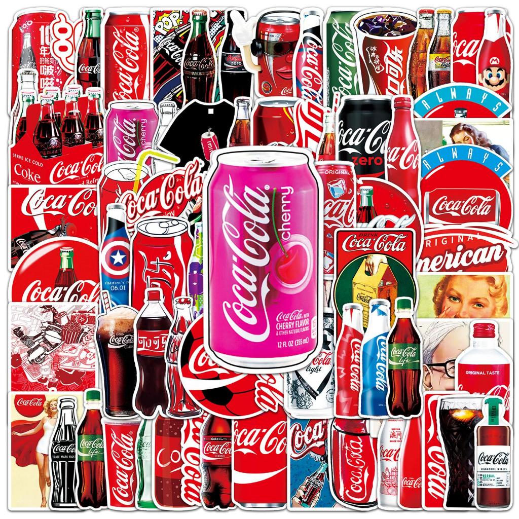 76 ชิ้นตลก Coca Cola การ์ตูน Graffiti สติกเกอร์กันน้ําสําหรับ DIY โทรศัพท์แล็ปท็อปโน้ตบุ๊คกีตาร์จักรยานหมวกกันน็อครถตกแต่ง Decal