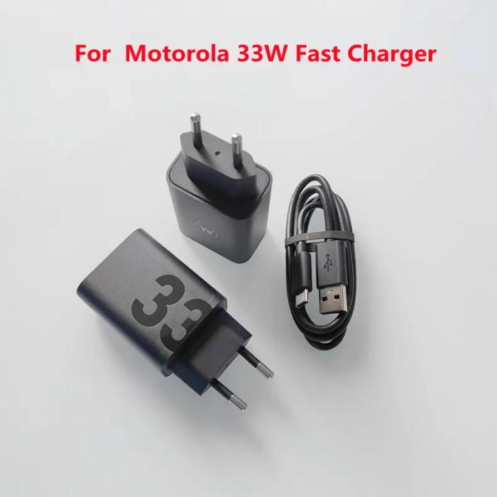 สายชาร์จเร็ว 33W 1V 3A ปลั๊ก EU พร้อมสายเคเบิลข้อมูล Type C Micro USB 100 ซม. สําหรับ Motorola G6 G5 G5S E5 G4 G7 Plus X30 Pro G71