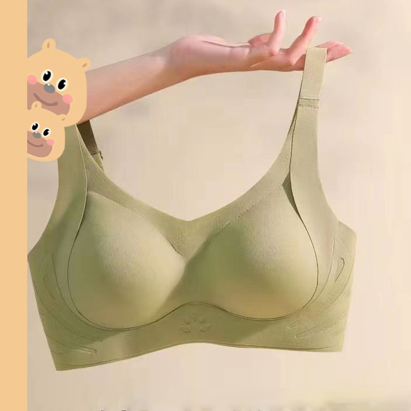 bearbra บราชั้นในยกทรง แบบดันทรง เซ็กซี่ ไร้สาย ไร้รอยต่อ สีพื้น สำหรับผู้หญิง