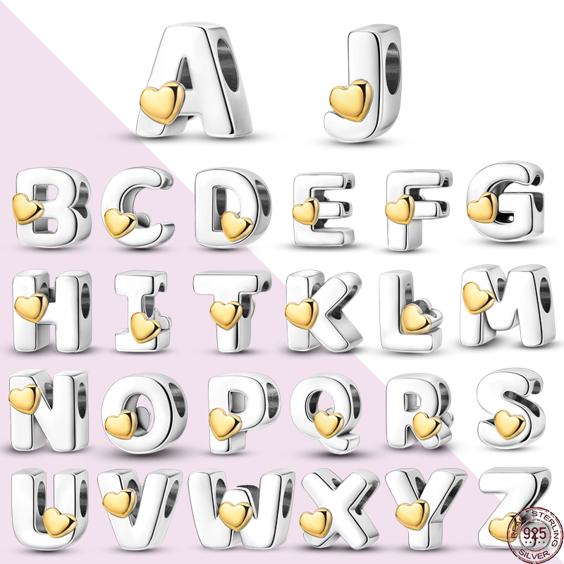 สไตล์ใหม่ เงินสเตอร์ลิงแท้ 925 ลายตัวอักษร A-Z สําหรับทําเครื่องประดับ สร้อยข้อมือ