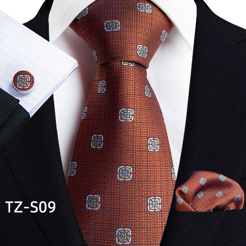 Jacquard การออกแบบใหม่ล่าสุดงานรื่นเริงนําเสนอ 8 ซม. Tie ผ้าเช็ดหน้า Cufflink ชุดเนคไท Mans Polka Dot เสื้อลายสก๊อตอุปกรณ์เสริมคอ Tie ชุดสําหรับงานแต่งงาน