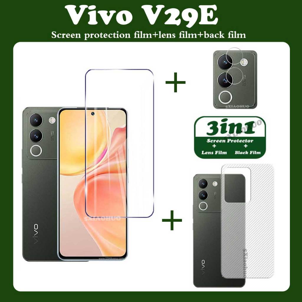 3-in-1 กระจกนิรภัย Vivo V29E กระจกนิรภัย ป้องกันหน้าจอ Vivo V29E กระจกนิรภัยหน้าจอ + ฟิล์มกล้อง + ฟิล์มด้านหลัง