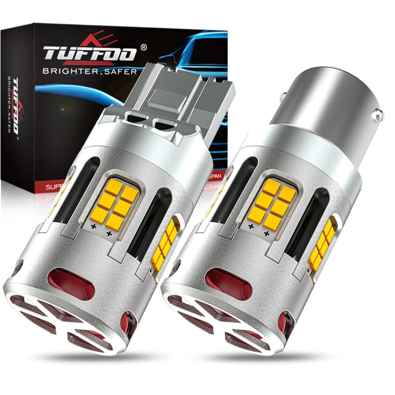 Tuffoo หลอดไฟเลี้ยว LED T20 WY21W 7440 สีเหลืองอําพัน แบบเปลี่ยน สําหรับรถยนต์ 2 ชิ้น