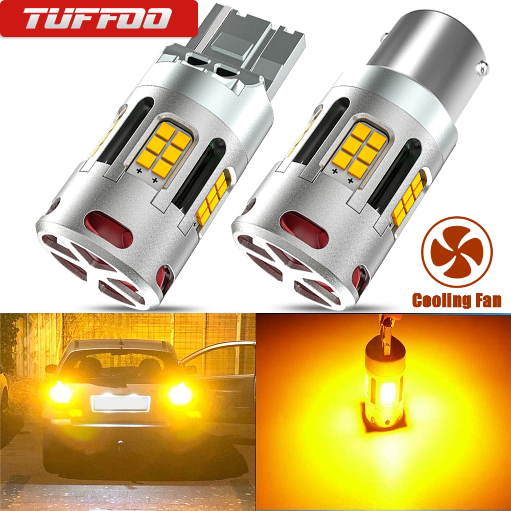 Tuffoo หลอดไฟเลี้ยว LED T20 WY21W 7440 สีเหลืองอําพัน แบบเปลี่ยน สําหรับรถยนต์ 2 ชิ้น