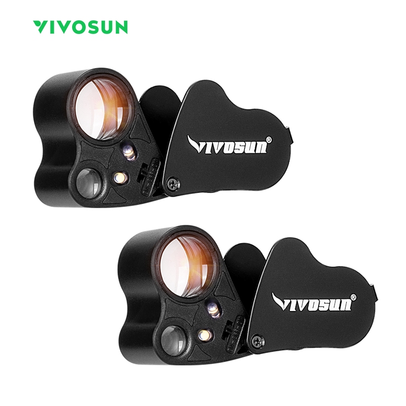 VIVOSUN 2PCS แว่นขยาย มีไฟLED มี 2 เลนส์ ขยาย 30 และ 60 เท่า กล้องขยาย กล้องส่องพระมีไฟ สว่างส่องรายละเอียดชัดเจน