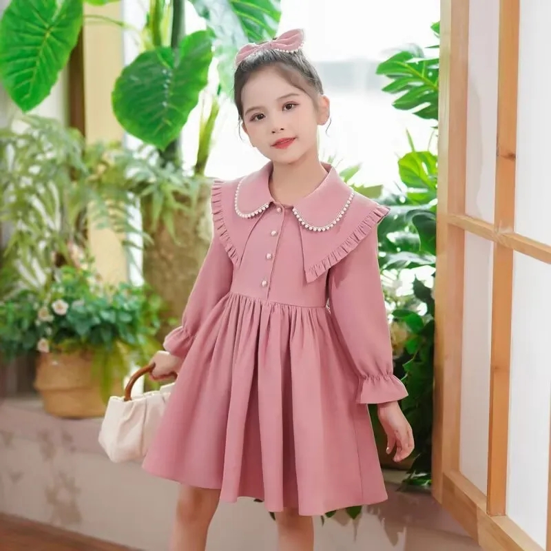 ชุดเดรสเจ้าหญิง ผ้าคลุมไหล่ ประดับลูกปัด แฟชั่นฤดูใบไม้ร่วง และฤดูหนาว สําหรับเด็กผู้หญิง อายุ 3-14 ปี