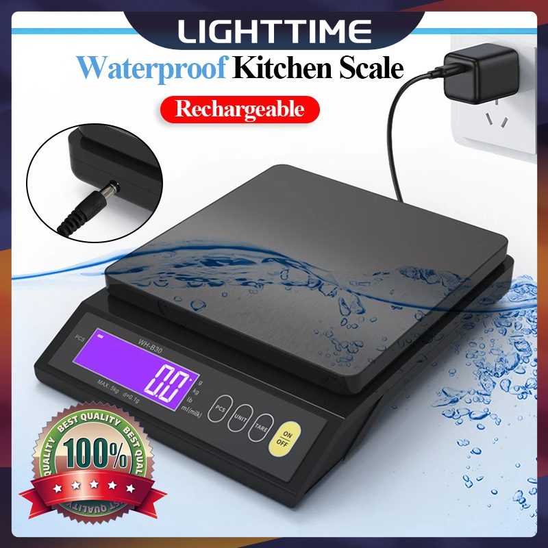 เครื่องชั่งน้ําหนักดิจิทัล สเตนเลส กันน้ํา ชาร์จได้ 5 กก. 10 กก. สําหรับชั่งอาหาร เบเกอรี่