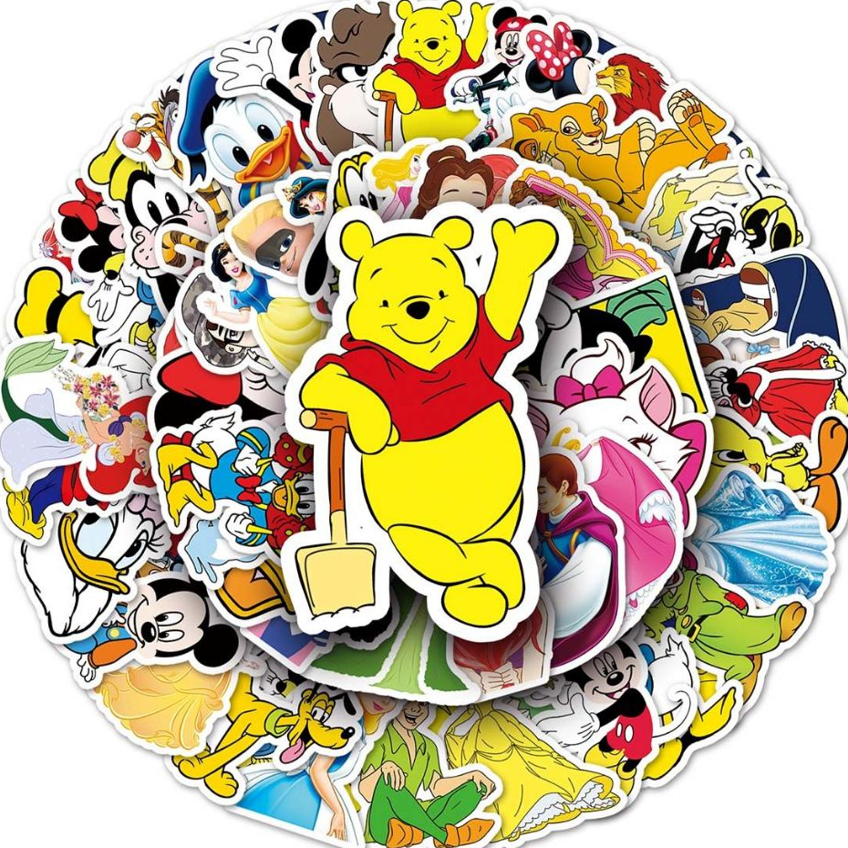 50ชิ้นตลกดิสนีย์ตัวการ์ตูนมิกกี้มินนี่ ทีนนี่ วีนี่ สติกเกอร์กันน้ําโทรศัพท์แล็ปท็อปสเก็ตบอร์ดสร้างสรรค์สติ๊กเกอร์กราฟฟิตีรถมอเตอร