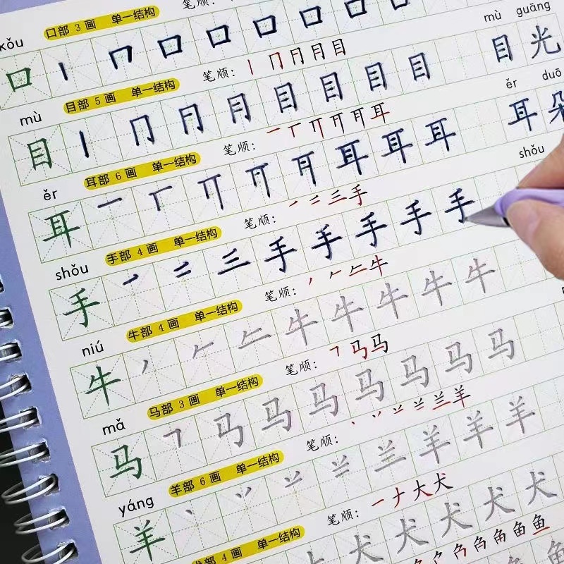 Zero Basic หนังสือการเขียนตัวอักษรจีน ใช้ซ้ําได้ พร้อมปากกา 2 ชุด