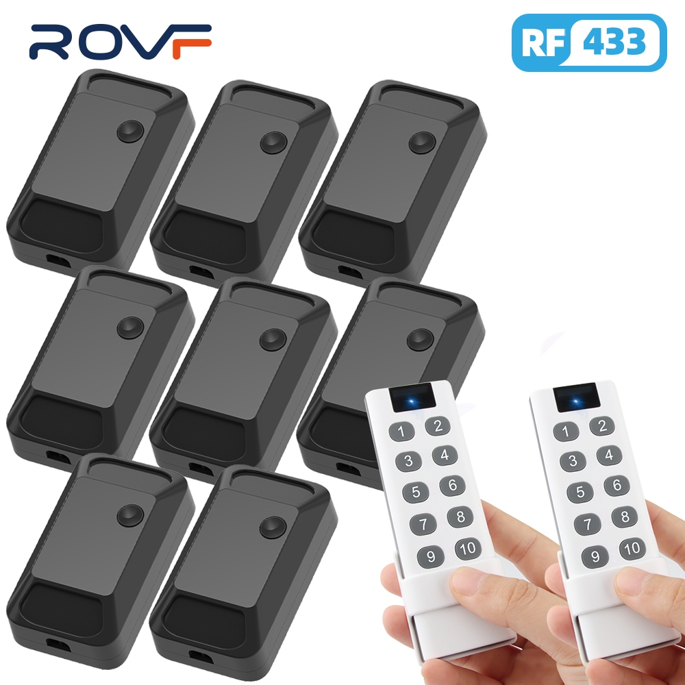 Rovf สวิตช์ไฟอัจฉริยะไร้สาย 433MHZ RF 8 คีย์ รีโมตคอนโทรล รีเลย์รับสัญญาณ โคมไฟ led เปิด ปิด 220V