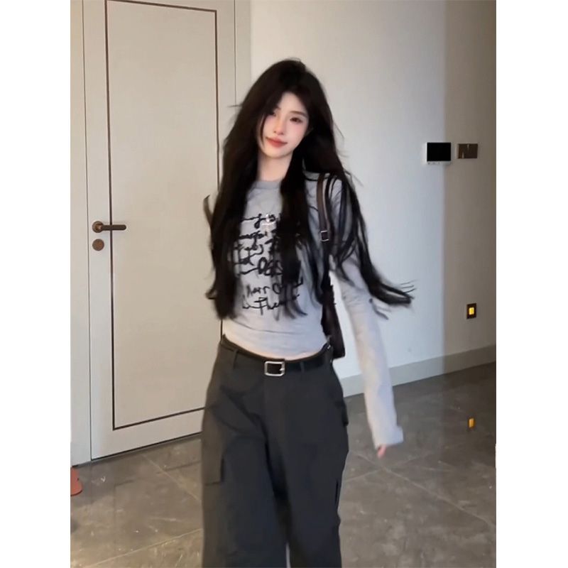 เสื้อยืดแขนยาว ผ้าตาข่าย แบบบาง ทรงหลวม ป้องกันแดด ความยาวปานกลาง พิมพ์ลายกราฟฟิติ