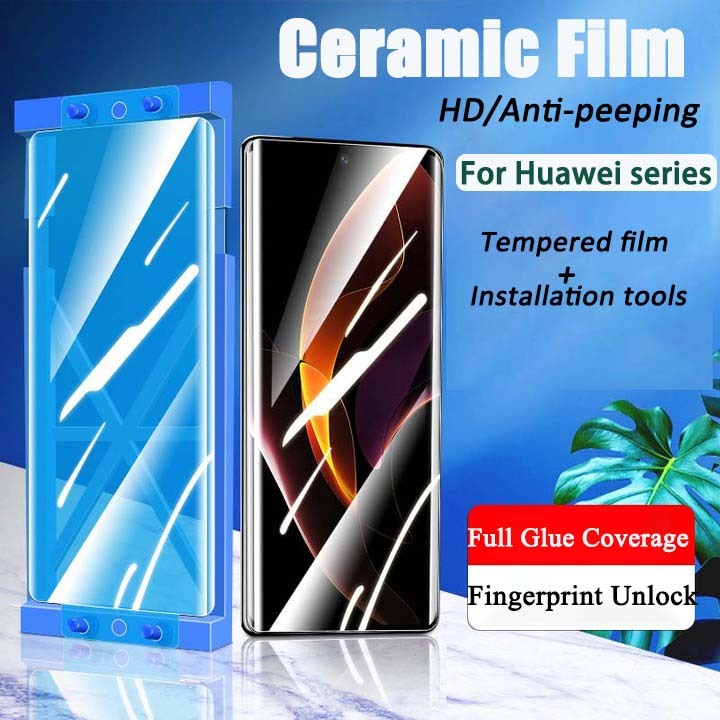 กระจกนิรภัยเซรามิค กันรอยหน้าจอ นิ่ม โค้ง สําหรับ Huawei Mate 60 Pro Mate 50 Pro Mate 40 Pro 40E P30 P40 Pro P50 Pro