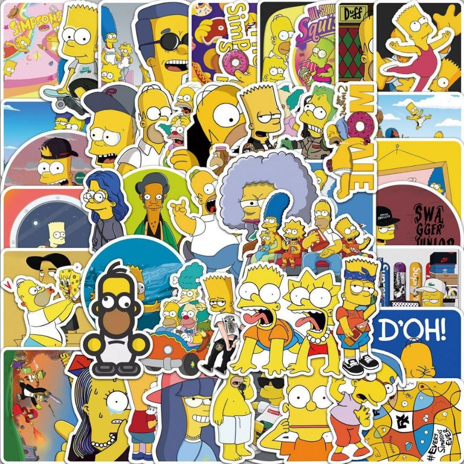 54 ชิ้นน่ารัก Simpsons การ์ตูน Disney Graffiti สติกเกอร์กันน้ําสําหรับโทรศัพท์ DIY แล็ปท็อปโน้ตบุ๊คกีตาร์จักรยานหมวกกันน็อครถตกแต่ง Decal