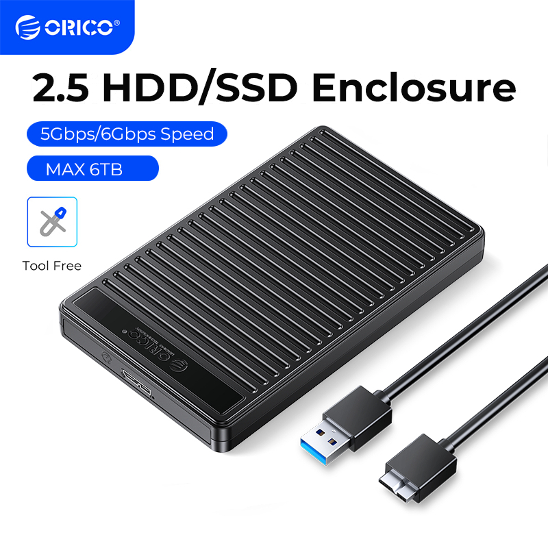 Orico HDD Enclosure 2.5 SATA เป็น USB 3.0 ประเภท C โปร่งใสฮาร์ดดิสก์ภายนอกเครื่องมือฟรี 5Gbps 4TB SSD HDD ปลอกอัตโนมัติ Sleep