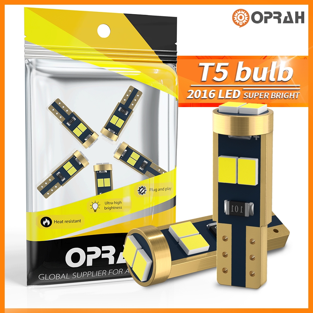 Oprah 2pcs T5 Super Bright หลอดไฟ LED W3W ภายในรถ 2016 6smd Dashboard หลอดไฟ LED รถจักรยานยนต์รถ Wedge Dashboard