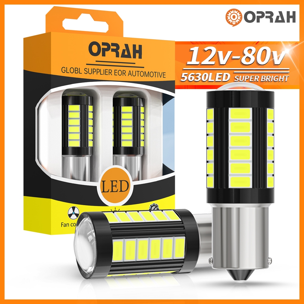 Oprah 2pcs 1156 BA15S P21W 1156 BAU15S PY21W 1157 Bay15d T20 7440 7443 LED Super Bright ไฟเลี้ยว 5630 33SMD ไฟท้าย LED ไฟเบรคย้อนกลับหลอดไฟรถยนต์