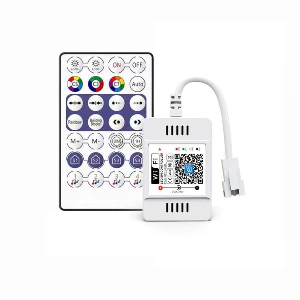 Dc5v-24v DC12V WS2811 WS2812B Sk6812 แอดเดรส RGB Led Strip Wifi Controller Magic Home Alexa สมาร์ท SPI IC Voice APP ควบคุมสําหรับ Andriod โทรศัพท์ควบคุม Led พิกเซลแถบ