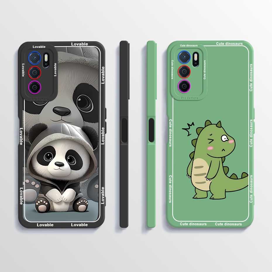 เคส OPPO A16 เคส CPH2269 แพนด้าน่ารัก ไดโนเสาร์ ทาสี ซิลิโคนเหลว นิ่ม ป้องกัน เคสโทรศัพท์