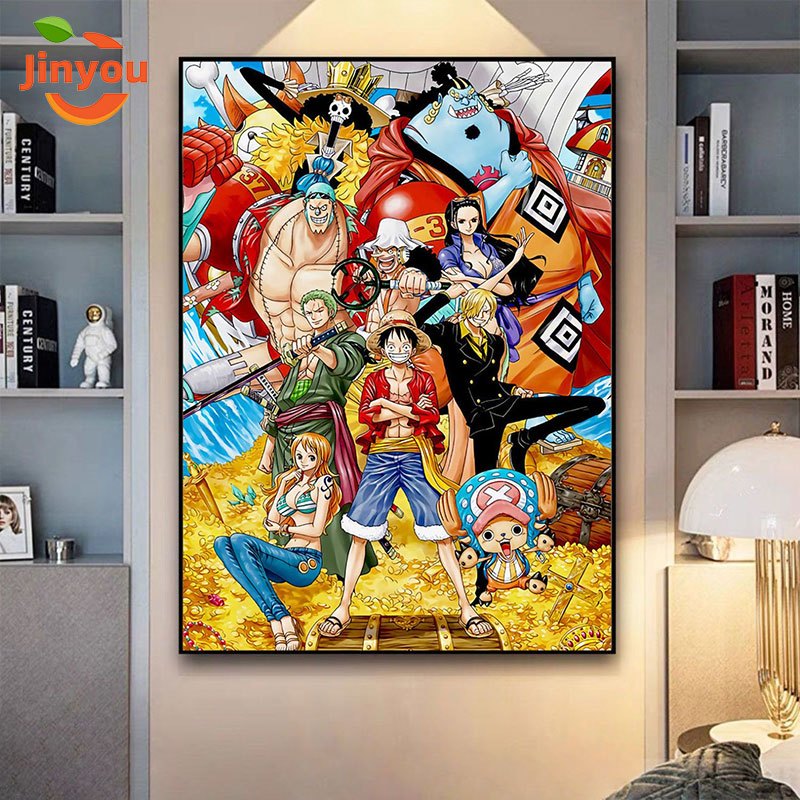 JINYOU【30*40/40*50 ซม.】One Piece/ระบายสีตามตัวเลข/ลูฟี่ โซโล/การ์ตูนแอนิเมชั่น/ภาพระบายสีตามตัวเลข/ภ