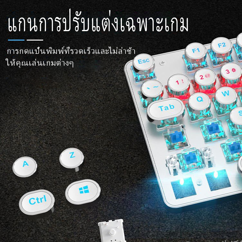 ส่งตรงจากโรงงาน ชุดคีย์บอร์ดแบบมีสายและเมาส์แบบกลไก Retro Punk สำหรับการเล่นเกม E-Sport 104 ปุ่ม ราคา ถูกที่สุด ดีลบีเคเค แกลเลอรีภาพที่ 8