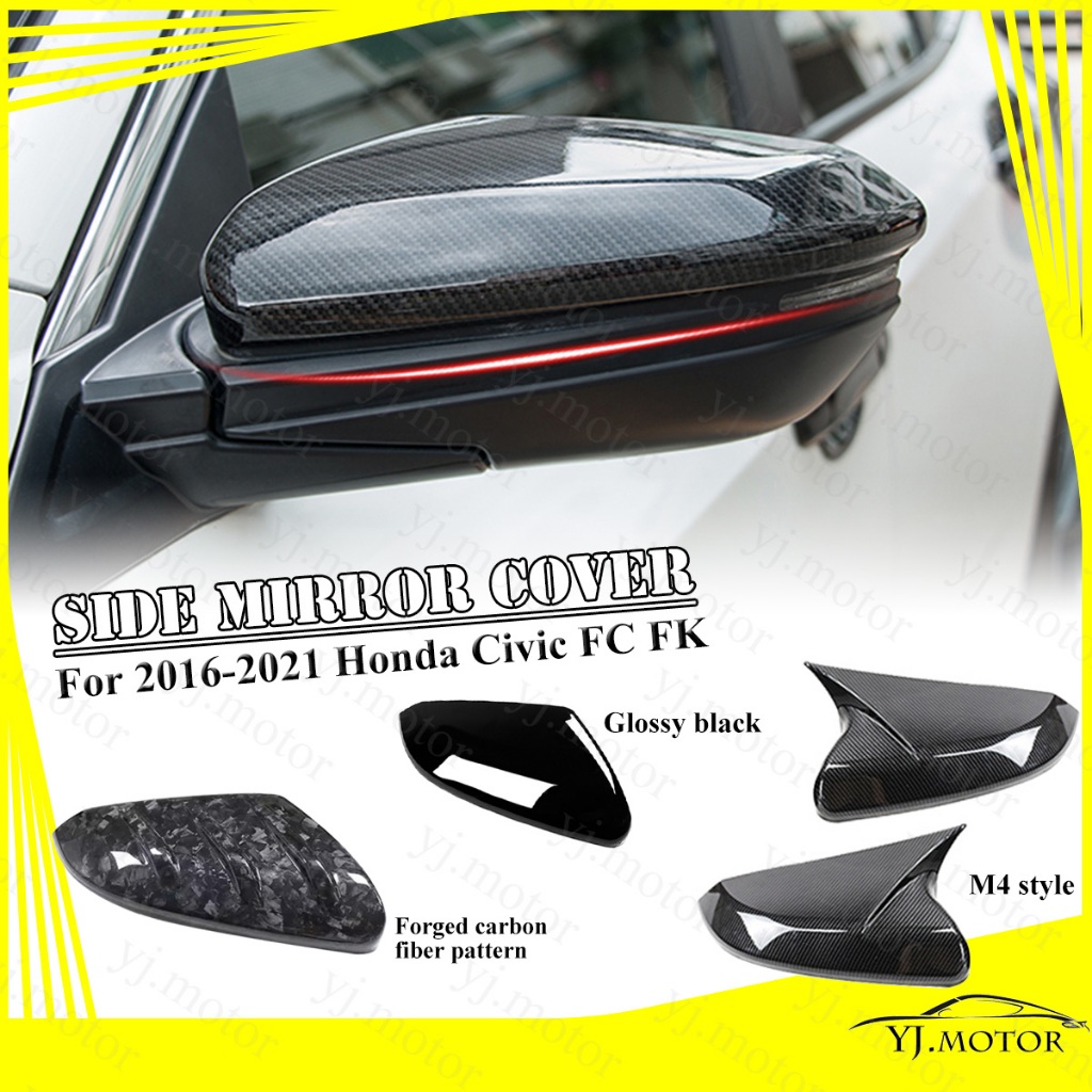 ฝาครอบกระจกมองข้าง คาร์บอนไฟเบอร์ สําหรับ Honda Civic FC FK ปี 2016-2021