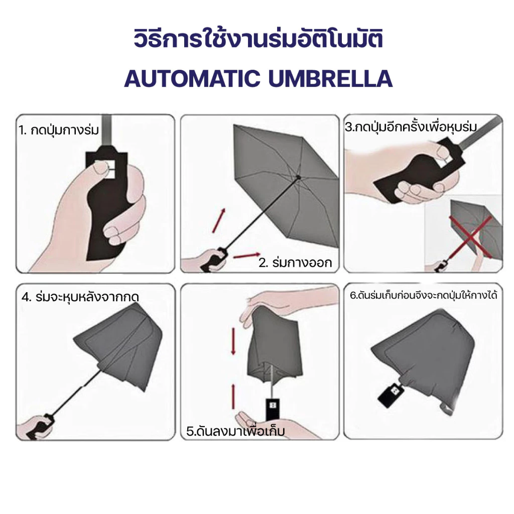 ร่มกันฝน UV อัตโนมัติ พับได้ ขนาดใหญ่พิเศษ กันแดดกันยูวี น้ำหนักเบา thumbnail 6