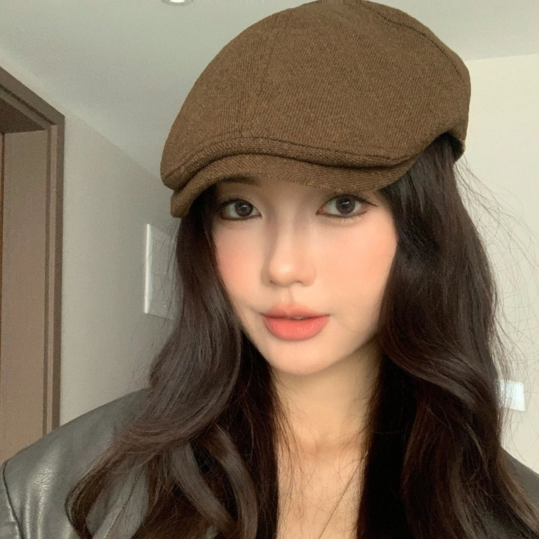 หมวกเบเร่ต์ ผ้าฝ้าย และผ้าลินิน แฟชั่นฤดูใบไม้ผลิ และฤดูใบไม้ร่วง สไตล์ฮ่องกงเรโทร สําหรับผู้หญิง และผู้ชาย
