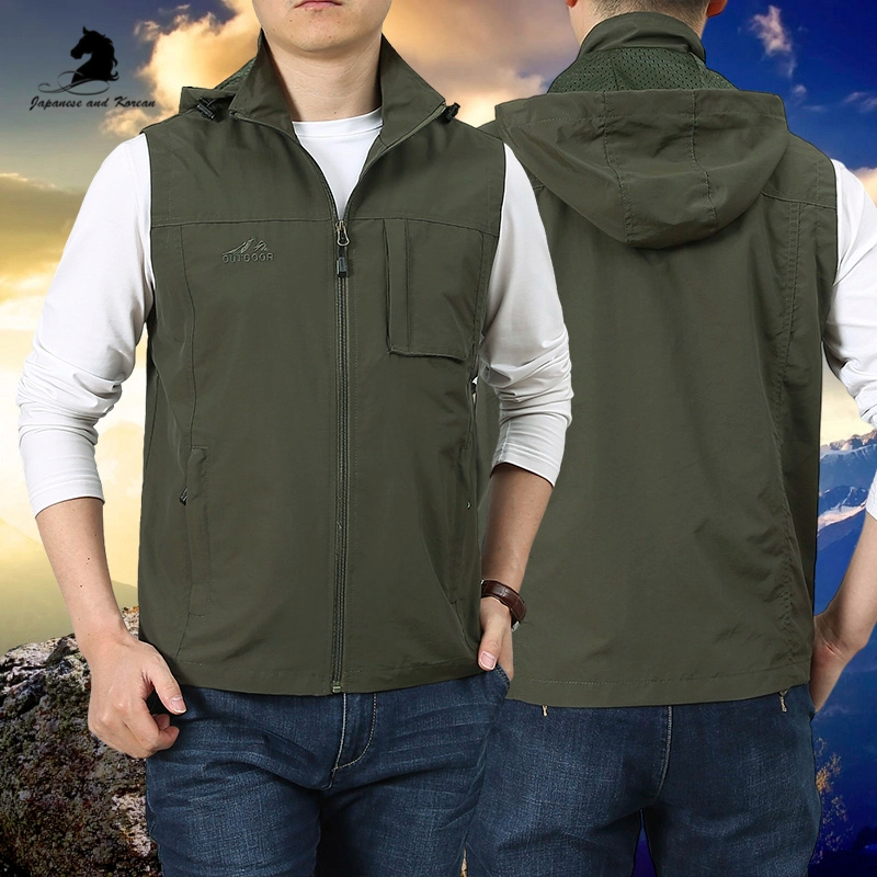 เสื้อแจ็กเก็ตลําลอง มีฮู้ด แบบแห้งเร็ว ขนาดใหญ่ ถอดออกได้ แฟชั่นฤดูใบไม้ผลิ และฤดูใบไม้ร่วง สําหรับผู้ชาย ไซซ์ M - 7xl