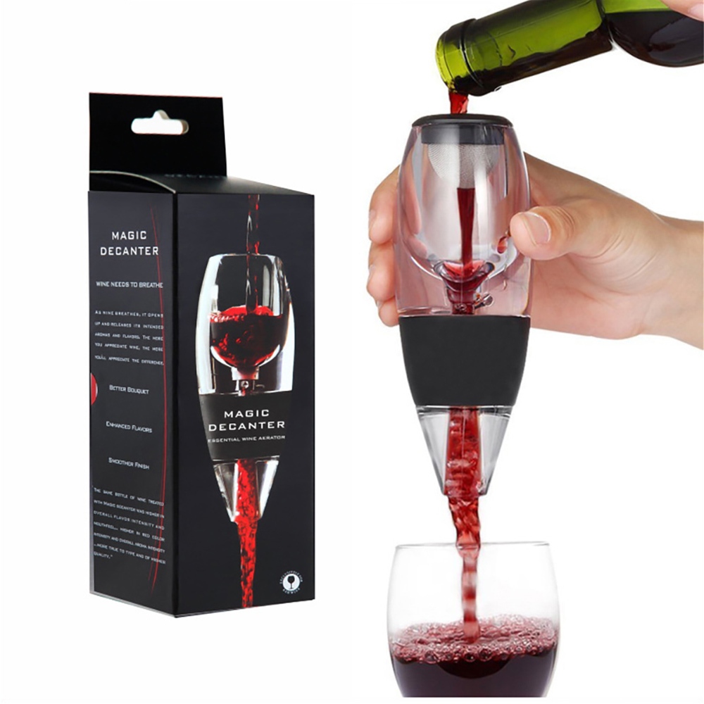 Aikaro Wine Air Aerator Pourer ขวดเหล้าไวน์แดงพร้อมตัวกรองและฐาน