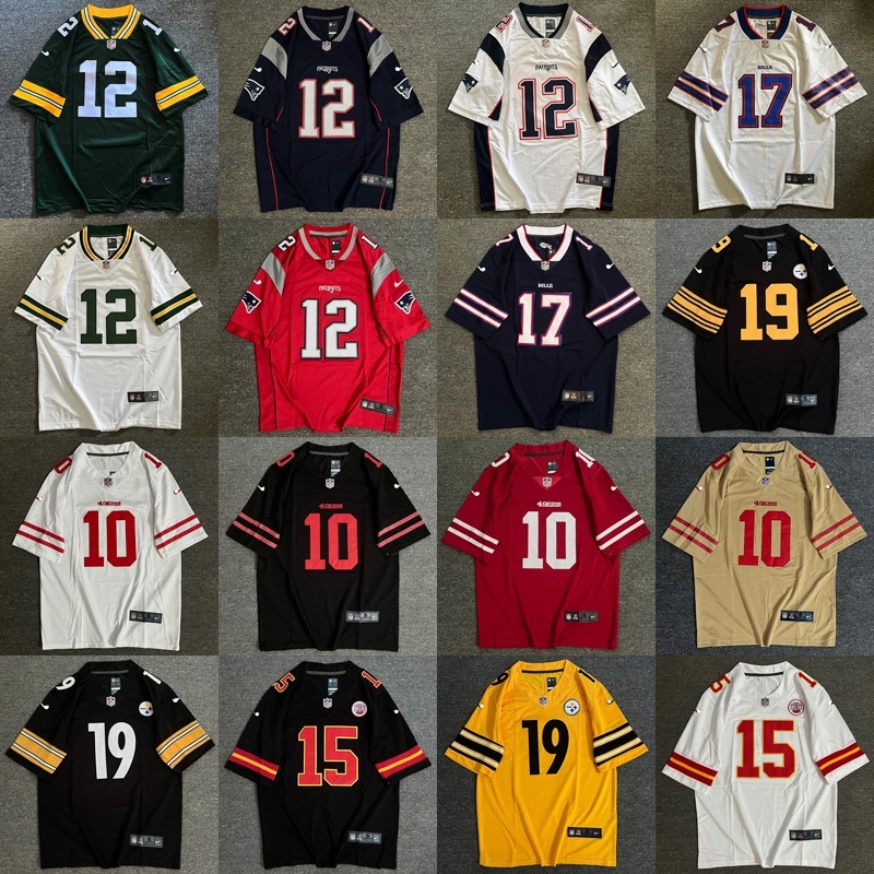 เสื้อกีฬารักบี้ แขนสั้น ปักลาย Nfl American Football Jersey ทรงหลวม ขนาดใหญ่ สไตล์ฮิปฮอป