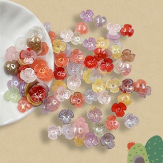 ลูกปัดอะคริลิค ลายดอกไม้ ขนาดเล็ก 9.5 มม. หลากสี พร้อมรู สํา…
