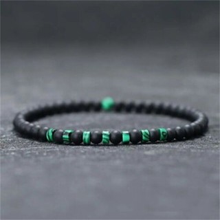 สร้อยข้อมือ ประดับลูกปัดหิน ขนาดเล็ก เนื้อแมตต์ สีดํา 4 มม. …