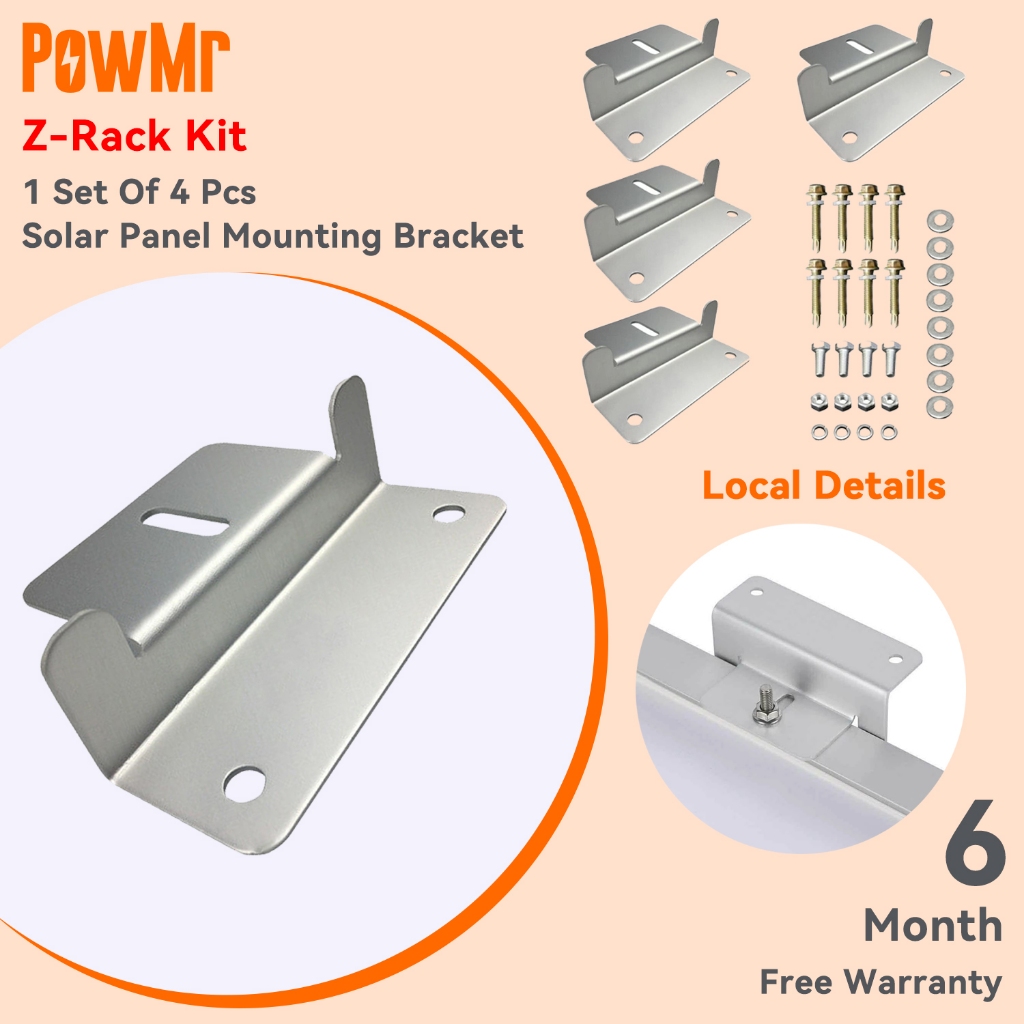 Powmr 1 ชุด ZJ0218 ชุด Z-type 4 หน่วยโดยใช้แผงพลังงานแสงอาทิตย์ยึด Racks ชุดสําหรับ RV เรือ Off Grid หลังคา