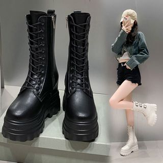 🎀ส่งไว🎀 รองเท้าบูท ส้นสูง 11 ซม. แฟชั่นพรีเมี่ยม (sz34-40) ท…