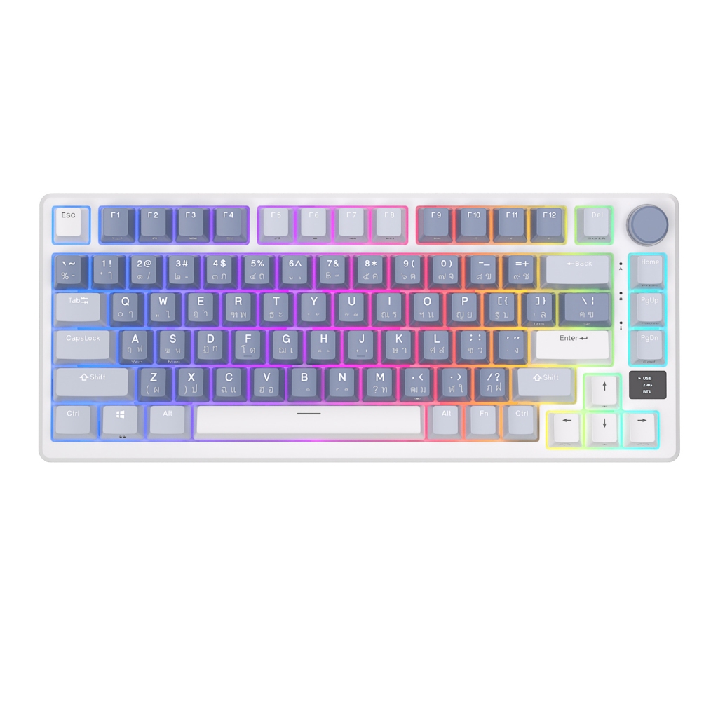 Rk Royal Kludge RK M75 Hotswap RGB 3 โหมด คีย์บอร์ดเกมมิ่งไร้สาย บลูทูธ 2.4GHz มีสาย USB-C