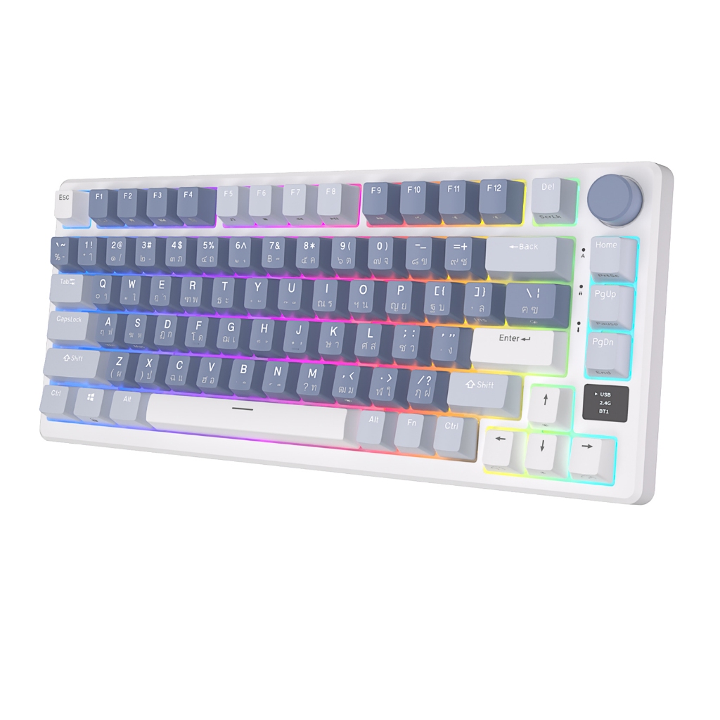 Rk Royal Kludge RK M75 Hotswap RGB 3 โหมด คีย์บอร์ดเกมมิ่งไร้สาย บลูทูธ 2.4GHz มีสาย USB-C