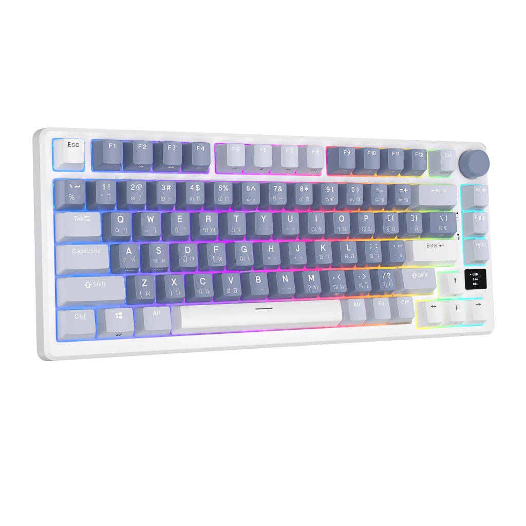 Rk Royal Kludge RK M75 Hotswap RGB 3 โหมด คีย์บอร์ดเกมมิ่งไร้สาย บลูทูธ 2.4GHz มีสาย USB-C