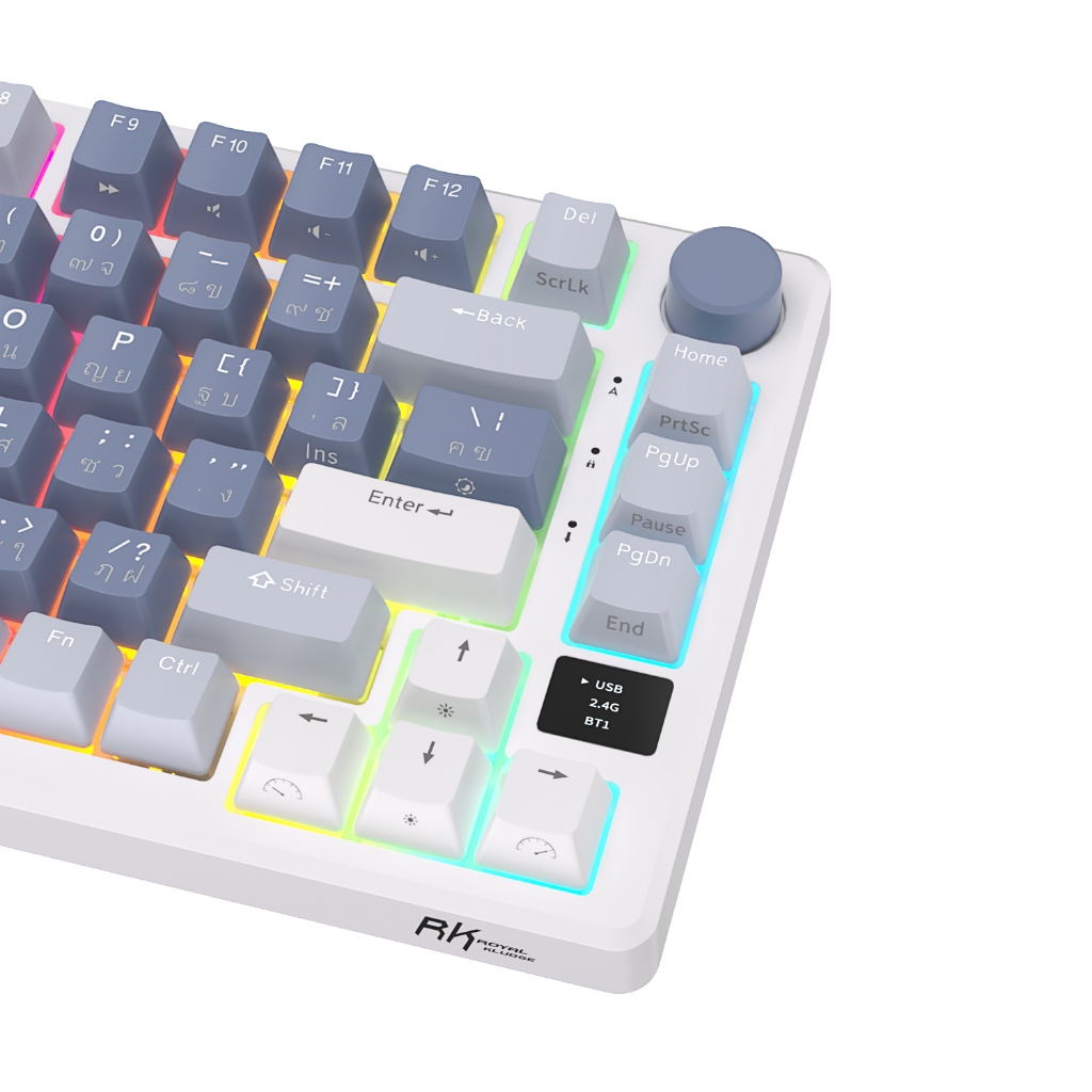 Rk Royal Kludge RK M75 Hotswap RGB 3 โหมด คีย์บอร์ดเกมมิ่งไร้สาย บลูทูธ 2.4GHz มีสาย USB-C