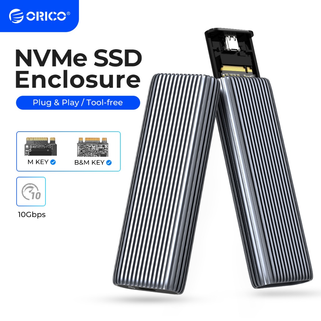 Orico ฟรีเครื่องมืออลูมิเนียม M2 NVMe SSD Enclosure 10Gbps PCIe ประเภท C M.2 SSD กรณี NVMe M Key Solid State Drive กรณีสนับสนุน UASP (AM2C3)
