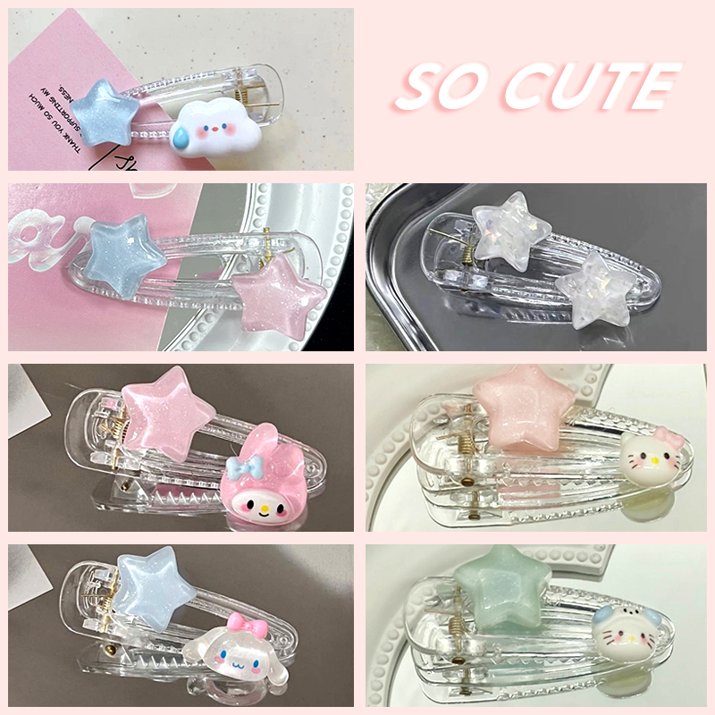 SANRIO กิ๊บติดผม รูปดาว สีฟ้า /กิ๊บติดผม รูปสุนัขน่ารัก/คลิปผมเพนตากอน 2024【XINYIA】