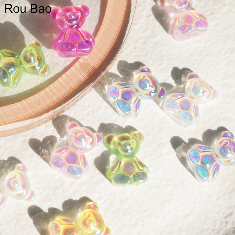 Rou Bao ขายดี อะไหล่เรซิ่น รูปหมีน้อยน่ารัก สําหรับตกแต่งเล็บ DIY 50 ชิ้น ต่อแพ็ก