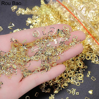 Rou Bao 500 ชิ้น ขายส่ง เล็บโลหะ หมุดย้ํา ดาว ดวงจันทร์ กลวง…