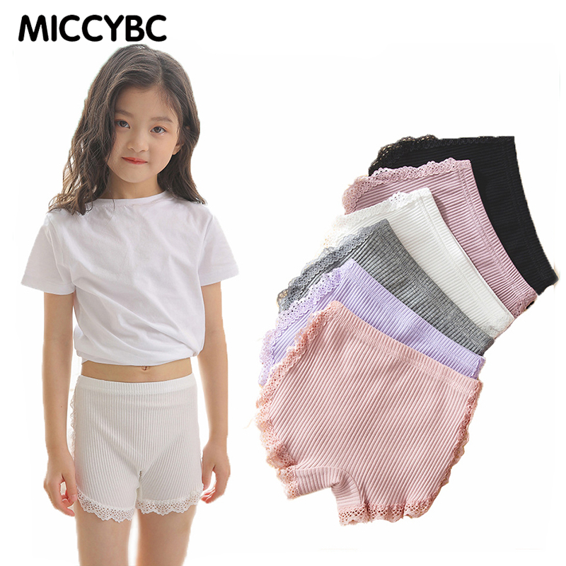 【Bangkok Delivery】พร้อมส่ง กางเกงเลกกิ้งขาสั้น ผ้าฝ้าย ยืดหยุ่น สีพื้น สําหรับเด็กผู้หญิง อายุ 1-9 ปี