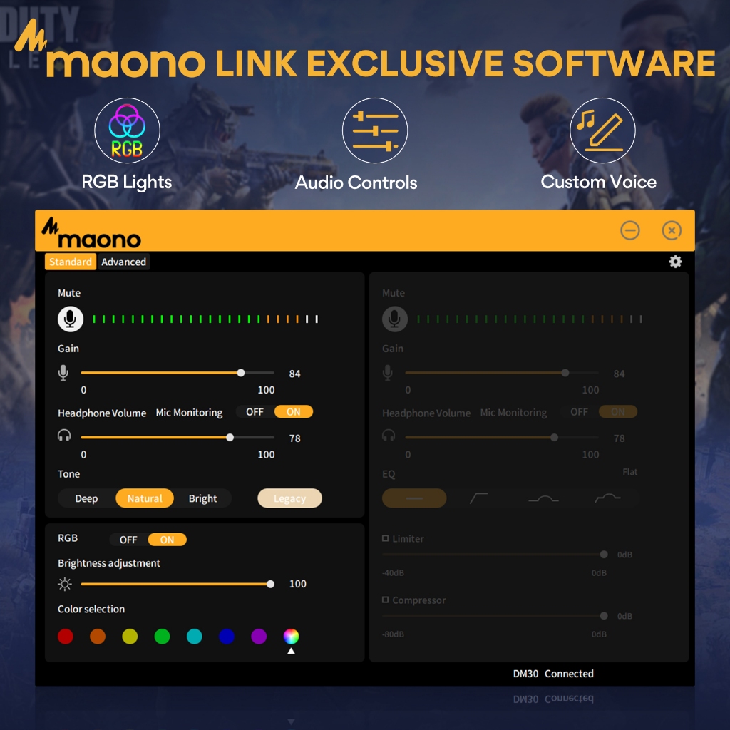 Maono DM30S RGB ไมโครโฟนเกมมิ่ง USB Type-c พร้อมแขนบูม กําไรไมค์ ซอฟท์แวร์เชื่อมโยง Maono สําหรับ PC โทรศัพท์ เล่นเกม บันทึก ASMR พอดแคสต์