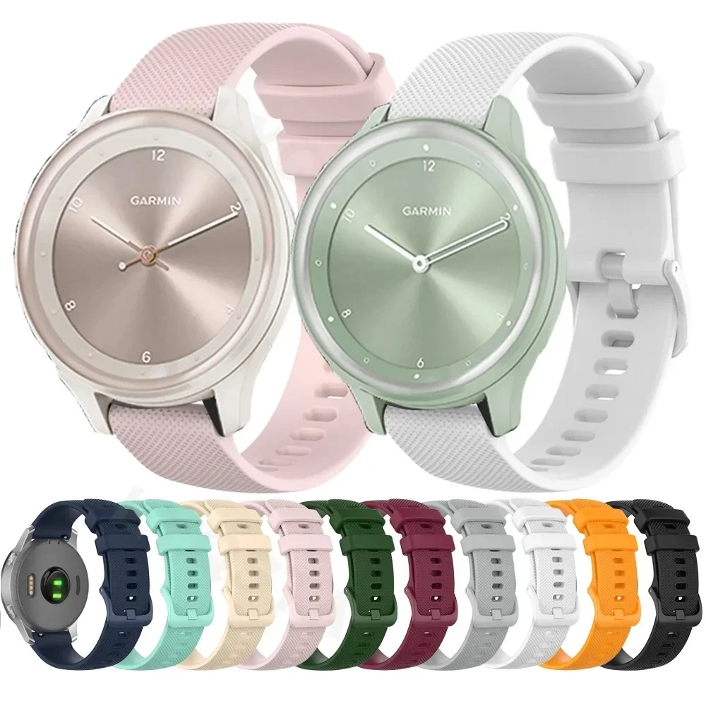 สายนาฬิกาข้อมือซิลิโคน 20 มม. สําหรับ Garmin Vivomove Trend Sport Style สําหรับ Garmin Venu SQ Venu 2 Plus