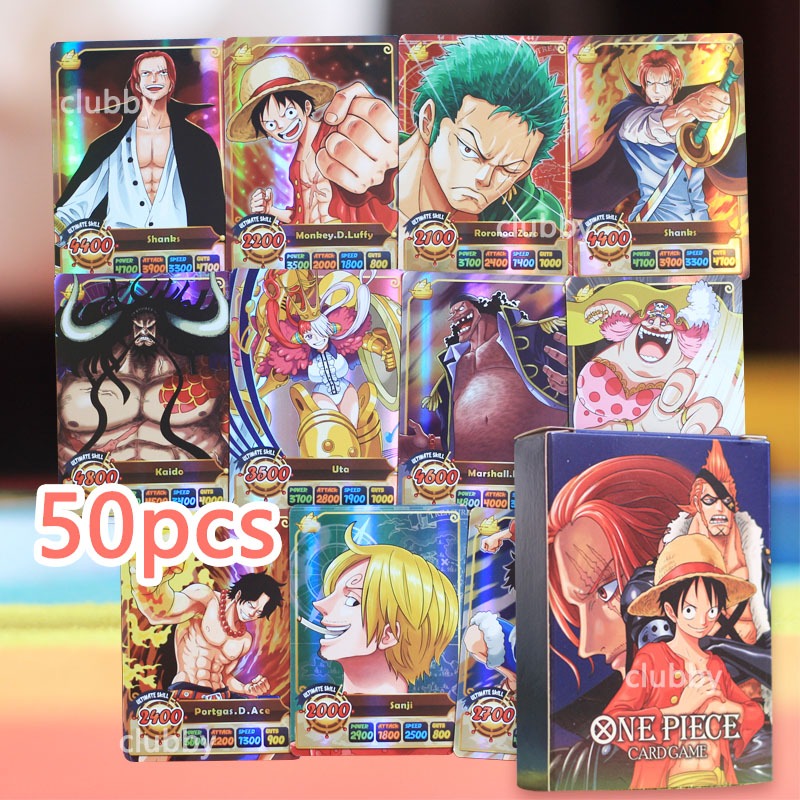 50ชิ้น/กล่อง การ์ดวันพีช การ์ตูน Demon Slayer Naruto One Piece Card