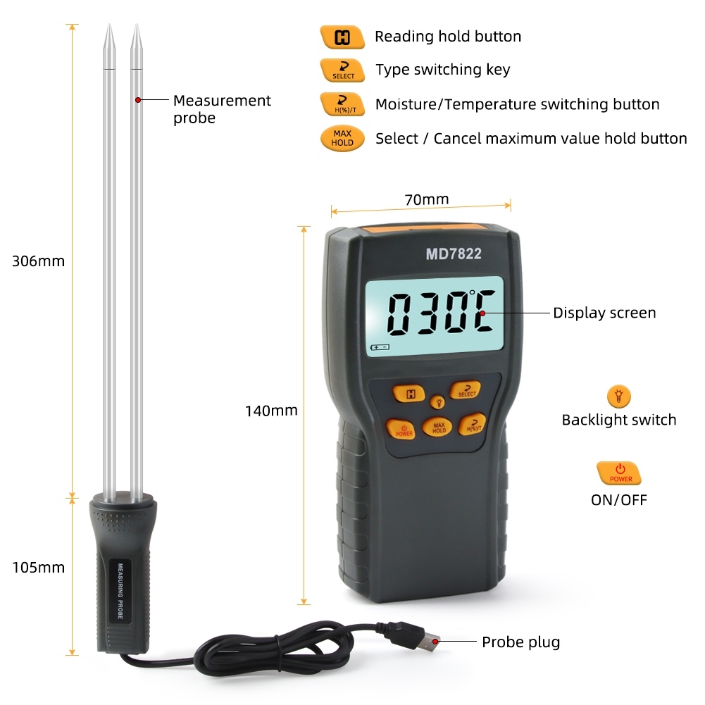 YIERYI MD7822 Digital Grain Moisture Analyzer สําหรับ รูปที่ 6