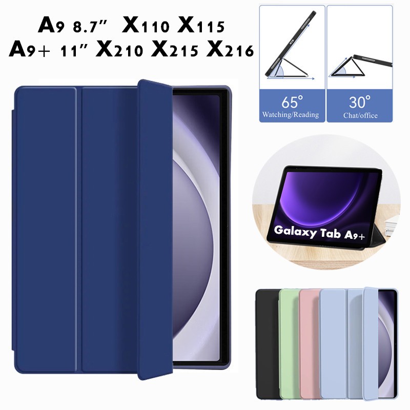 Samsung Galaxy Tab A9+ A9 Plus 8.7" 11" X110 X115 X210 X215 X216 Tablet Cover PU Leather Case with Slim Silicon Smart Magnetic Stand Flip Case