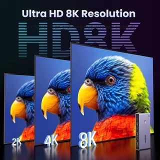 Ugreen สวิตช์ HDMI KVM 8K60Hz HDMI2.1 KVM USB3.0 เข้า 2 ออก 1 พร้อมพาวเวอร์ซัพพลาย USB-C และตัวควบคุมเดสก์ท็อป เอาท์พุต KVM 3 USB-A+1*USB-C